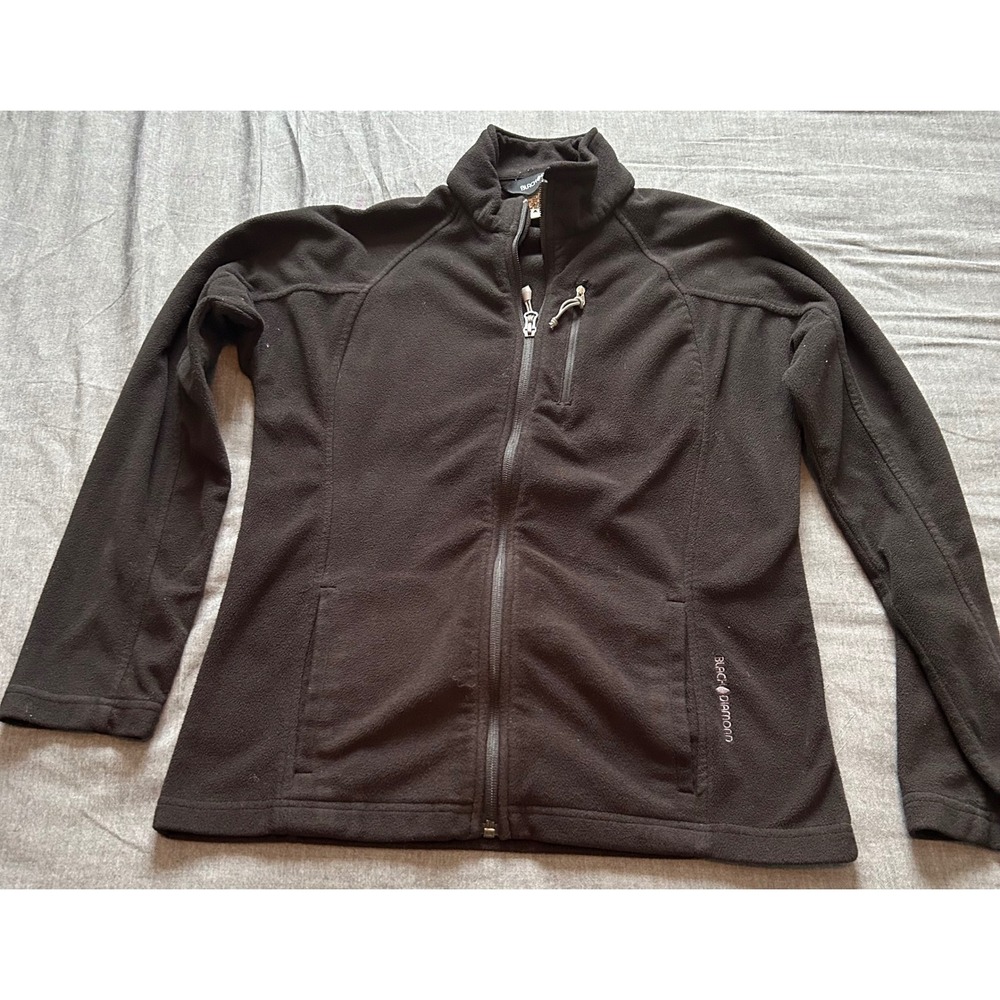 Black Diamond Womens Full Zip Fleece Jacket Black Size S Mock Neck Activewear